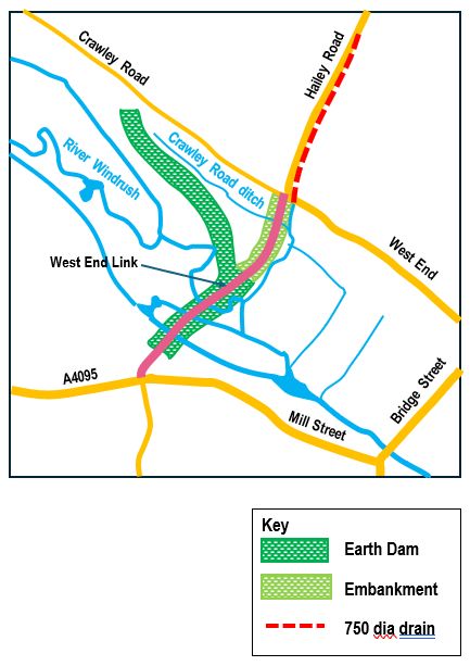 Map of WEL showing embankment and separate dam