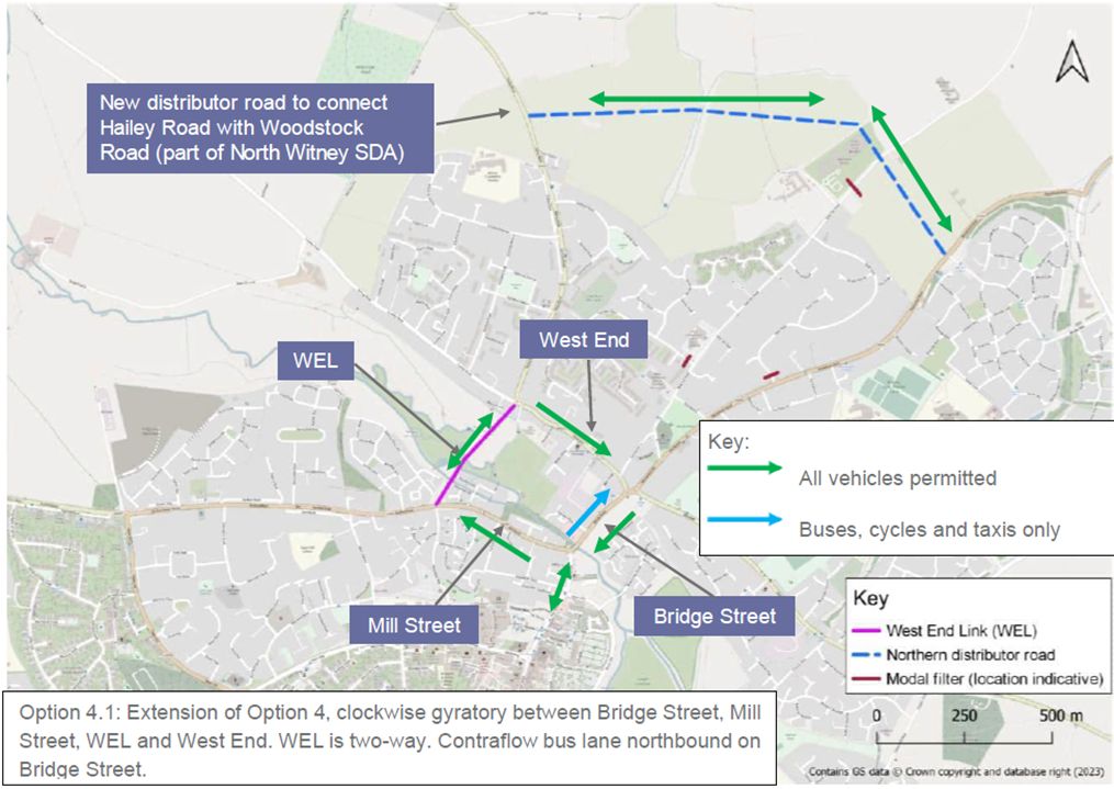 Diagram of traffic flow option with West End Link and Northern Distributor Road